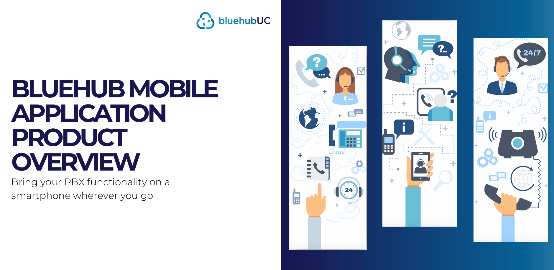 bluehubcloud mobile application product overview with people and telephone vector