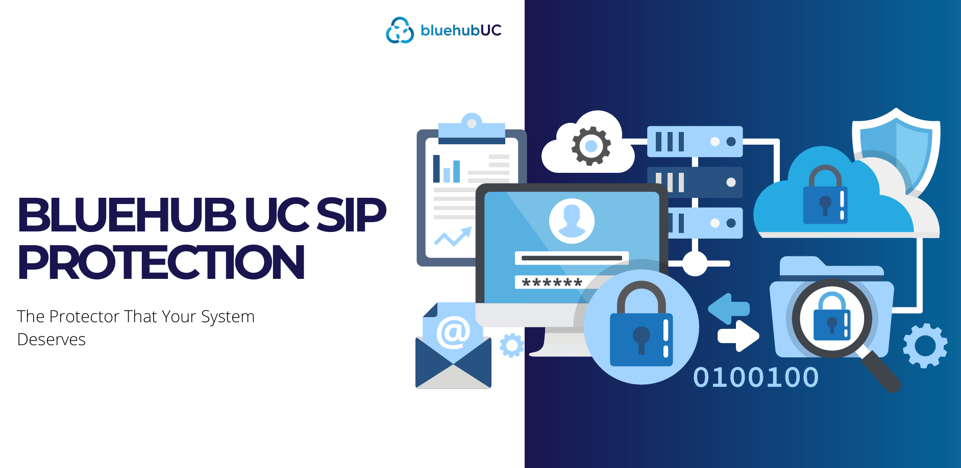 bluehubcloud uc SIP protection and protection vector on computer